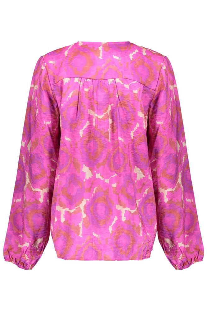 GLANZENDE BLOUSE MET GRAFISCH PATROON 53622 20 PINK/OFF WHITE